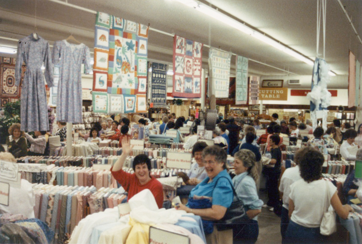 Happy customers waving in 1992