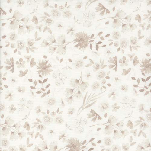 Quilting Treasures Fabrics Home Sweet Home Dan Morris Cream Grey Flowers, digital sample