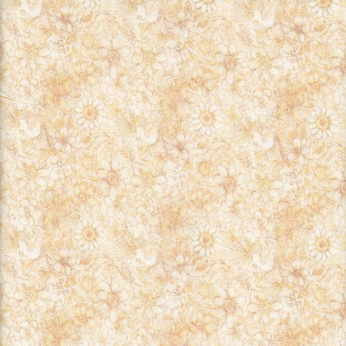 Quilting Treasures Fabrics Enchanted Dan Morris Cream Packed Flowers, digital sample